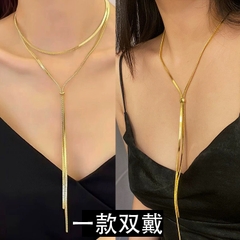 Dây chuyền titan dáng dài mạ vàng 2500227