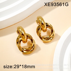 Bông tai titan vàng  2 mắc xích 2600263