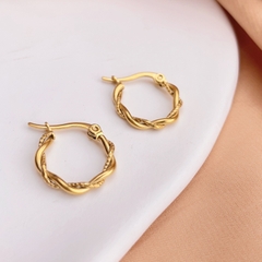Bông tai titan vàng tròn xoắn 2600034