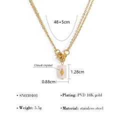 Dây chuyền titan vàng đá thạch anh hồng 2600051