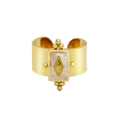 Nhẫn titan đính đá  thạch anh trắng 2500570