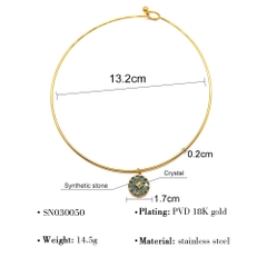 Kiềng titan mạ vàng hạt đá ngọc lam châu phi (African turquoise) 2500590