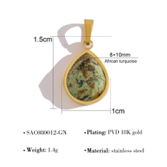 Dây chuyền titan mặt đá ngọc lam châu phí (African turquoise) 2500600