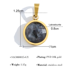 Dây chuyền titan mặt tròn đá xà cừ đen (labradorite ) 2500601