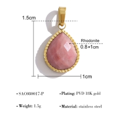 Dây chuyền titan mặt đá đào hoa (Rhodonite ) 2500603