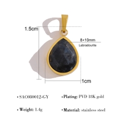 Dây chuyền titan mặt giọt nước đá xà cừ đen (labradorite ) 2500604