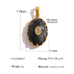 Dây chuyền titan mặt oval đá xà cừ đen (labradorite ) 2500605