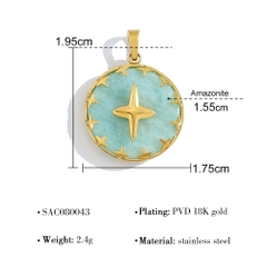 Dây chuyền titan mặt tròn đá thiên hà (Amazonite ) 2500607