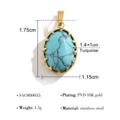 Dây chuyền titan mặt oval đá ngọc lam (turquoise) 2500609