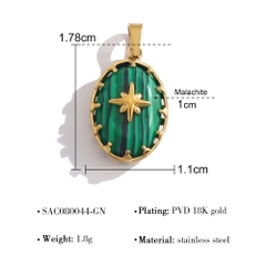 Dây chuyền titan mặt oval đá khổng tước  (Malachite ) 2500610
