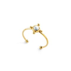 Nhẫn titan freesize mặt đá bạch tùng (white howlite) 2500615