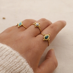 Nhẫn titan freesize mặt đá đen (synthetic stone) 2500616