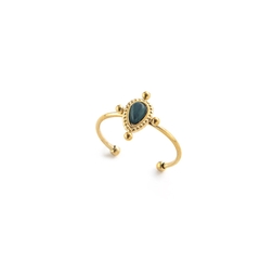 Nhẫn titan freesize mặt đá đen (synthetic stone) 2500616