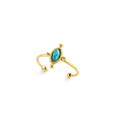 Nhẫn titan freesize mặt đá ngọc lam (turquoise) 2500617