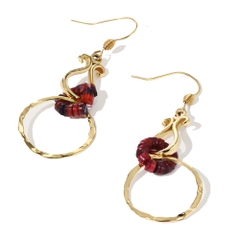 Bông tai titan mạ vàng đính đá ngọc hồng lựu (Garnet) 2500630
