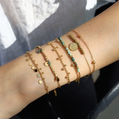 Vòng tay titan đính đá  ngọc lam nam phi (African turquoise) 2500637