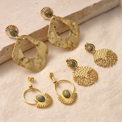 Bông tai  titan đính đá ngọc lam (turquoise) 2500644