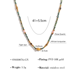 Dây chuyền chuỗi hạt đính đá tự nhiên ngọc lam Nam Phi (African turquoise) 2500652