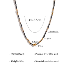 Dây chuyền chuỗi hạt đính đá tự nhiên xà cừ đen (labradorite) 2500654