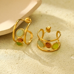 Bông tai titan hạt sắc màu 2500827