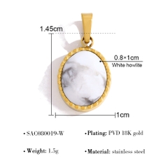 Dây chuyền titan đá bạch tùng trắng (white howlite) 2500873