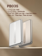Pin sạc dự phòng SUPER Wireless PB03S – 5000mAh (Titan sa mạc)