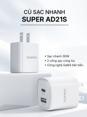 Củ sạc nhanh SUPER AD21S GaN3 1C1A 30W