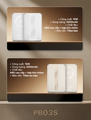 Pin sạc dự phòng SUPER Wireless PB03S – 5000mAh (Titan bạc)