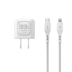 Bộ sạc nhanh SUPER AB33S GaN 1C1A  33W  kèm cáp Type C-Lightning 1m