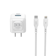 Bộ sạc nhanh SUPER AB33S GaN 1C1A  33W  kèm cáp Type C-Lightning 1m
