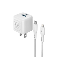 Bộ sạc nhanh SUPER AB33S GaN 1C1A  33W  kèm cáp Type C-Lightning 1m