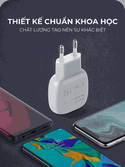 Bộ sạc nhanh SUPER A2313C 2 cổng PD+QC3.0 20W kèm cáp Type C-Type C 1m