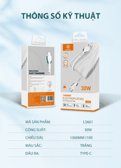 Cáp sạc nhanh SUPER LS661 Type-C (A-C) 30W 1m