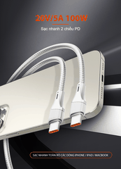Cáp siêu nhanh SUPER LC631c-100W Type-C (C-C) E-Marker 100W 1m
