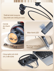 Tai nghe đeo cổ stereo không dây SUPER N01 Wireless, màu Xanh Đen