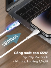 Cáp siêu nhanh SUPER LC671C Type-C (C-C) PD và QC 65W 1m