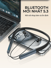 Tai nghe đeo cổ stereo không dây SUPER N01 Wireless, màu Xanh Đen