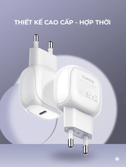 Bộ sạc nhanh Super A1206C PD27W kèm cáp Type C-Lightning 1m