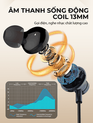 Tai nghe đeo cổ stereo không dây SUPER N01 Wireless, màu Xanh Đen