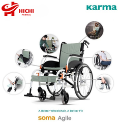 Xe lăn cao cấp Karma Agile tiện lợi dễ sử dụng - Xe lăn đa năng bệ tỳ tay nâng hạ