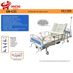 Giường Bệnh Nhân Lucass GB-C31 - Giường Y Tế 4 Tay Quay