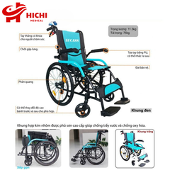 Xe lăn hợp kim nhôm siêu nhẹ Lucass X303 (X63L New)