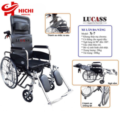 Xe lăn đa năng Lucass X7A  có bô vệ sinh, ngả nằm