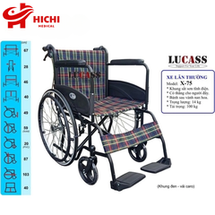 Xe lăn Lucass X75/X75J có phanh, gấp gọn tiện lợi