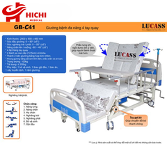 Giường Bệnh Nhân Lucass GB-C41 - Giường Y Tế 4 Tay Quay