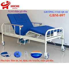 GIƯỜNG BỆNH NHÂN GBM-097 03 TAY QUAY CÓ CHẬU GỘI ĐẦU