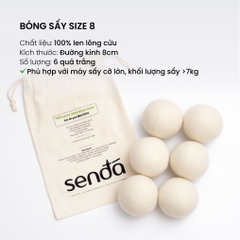 Bóng sấy quần áo len lông cừu,  Wool Dryer Balls 7cm 8cm dùng cho máy sấy quần áo
