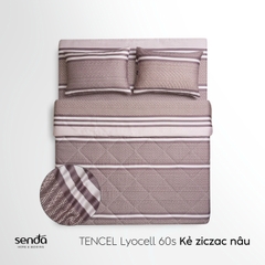 Vỏ chăn chần bông Lụa Tencel 60S họa tiết - Kẻ ziczac nâu