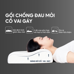 Gối cao su non chống đau mỏi cổ vai gáy, ruột gối ngủ công thái học Memory Foam người lớn cao cấp