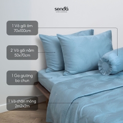 Bộ chăn ga gối 5 món Lụa Tencel Jacquard vân gấm - 24 Xanh pastel